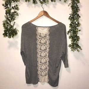 Anthropologie Tea n Rose Top with lace back